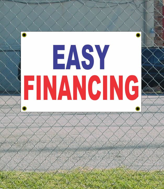 2x3 Red White & Blue Banner Sign with Easy Financing New Discounted Size & Affordable Price