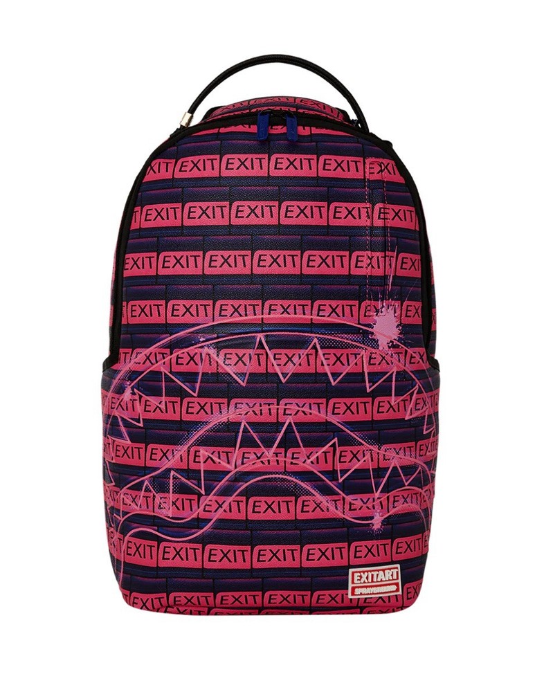 NEW SPRAYGROUND EXIT ART PINK EDITION BACKPACK BAG PINK STRIPED FAUX LEATHER
