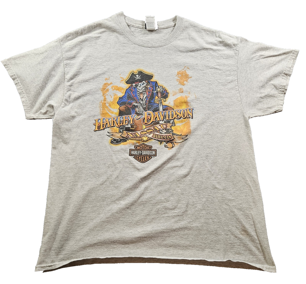 Harley-Davidson Blackbeard's Revenge Gray Graphic T-Shirt Biker Motorcycle XL