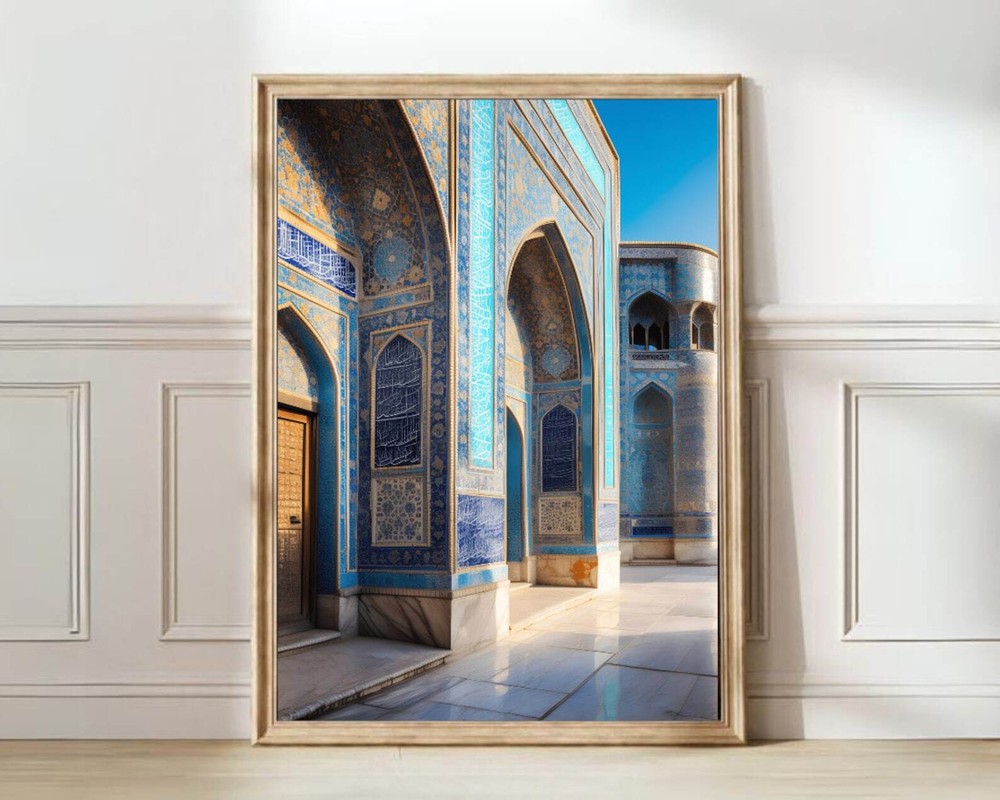 Afghanistan Print Blue Mosque Wall Art Afghan Poster Islam Wall Art Middle East