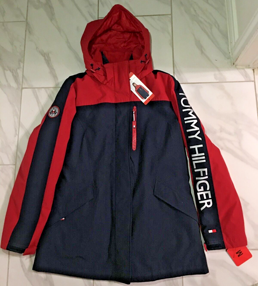 Tommy Hilfiger Women's Medium Crimson Navy 3-in-1 All Weather Jacket New