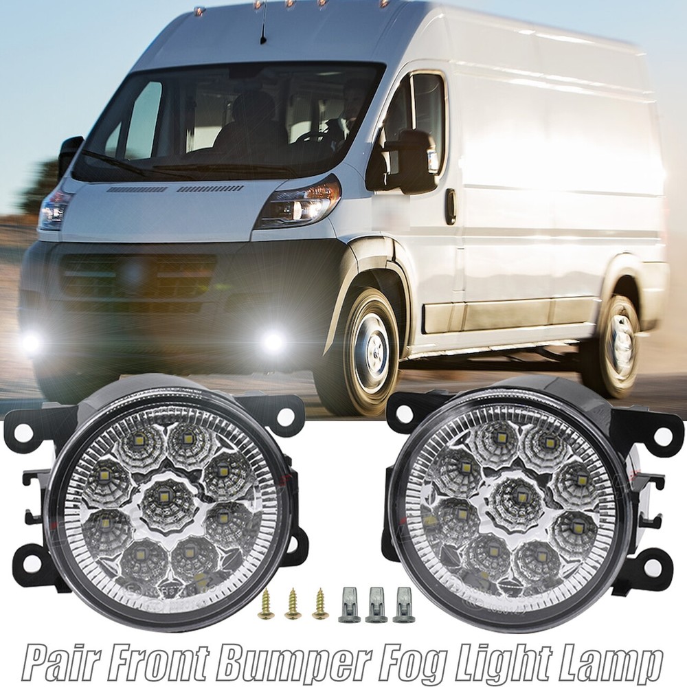 PAIR LED Clear Bumper Fog Light For 2018 Ram ProMaster 1500 Driving Lamps 6000K