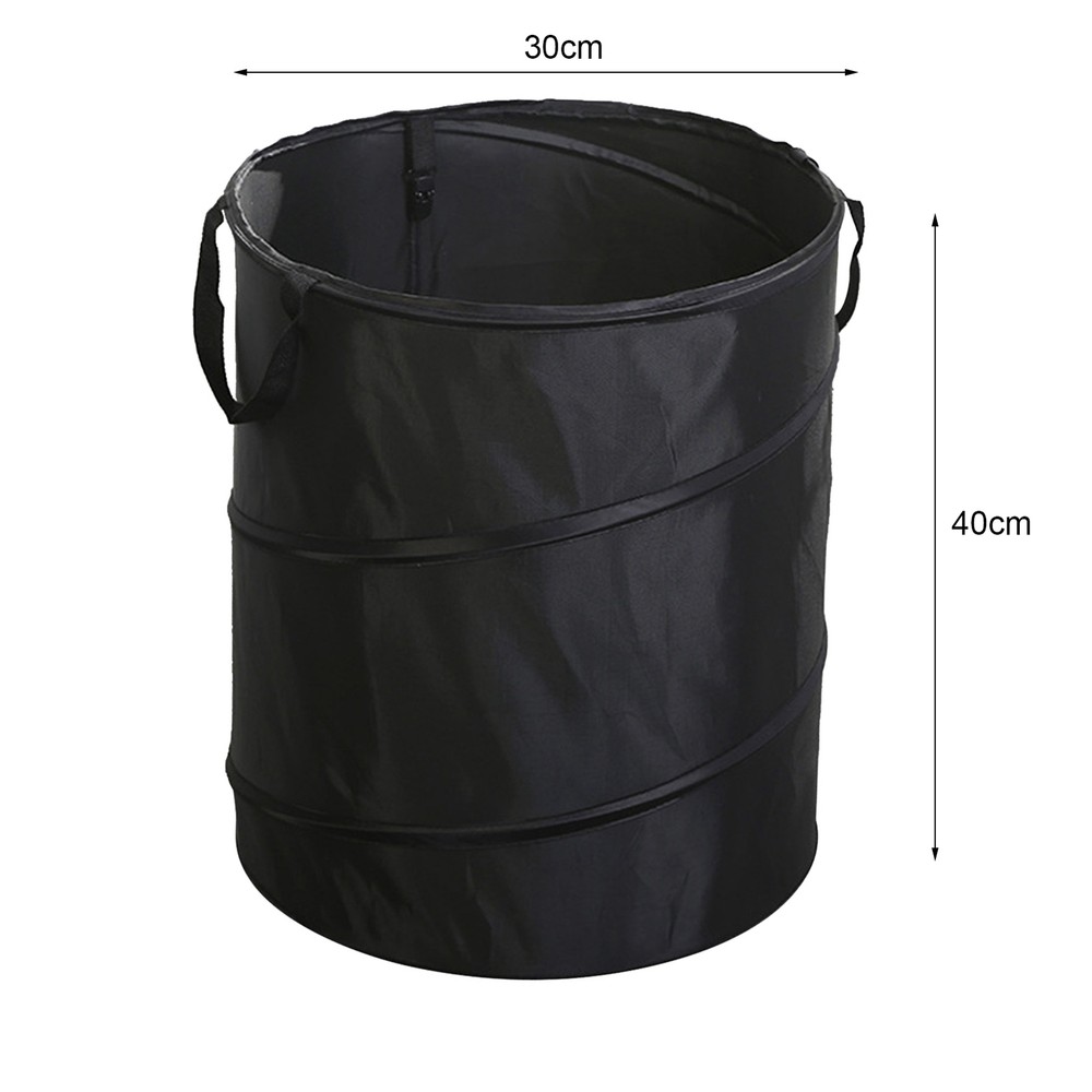 (Black D34 S Clip)Camping Trash Can Oxford Cloth Waste Bag Port FS