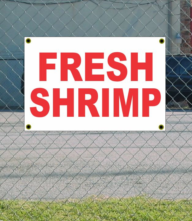 2x3 Fresh Shrimp Red & White Banner Sign New Discount Price Free Shipping