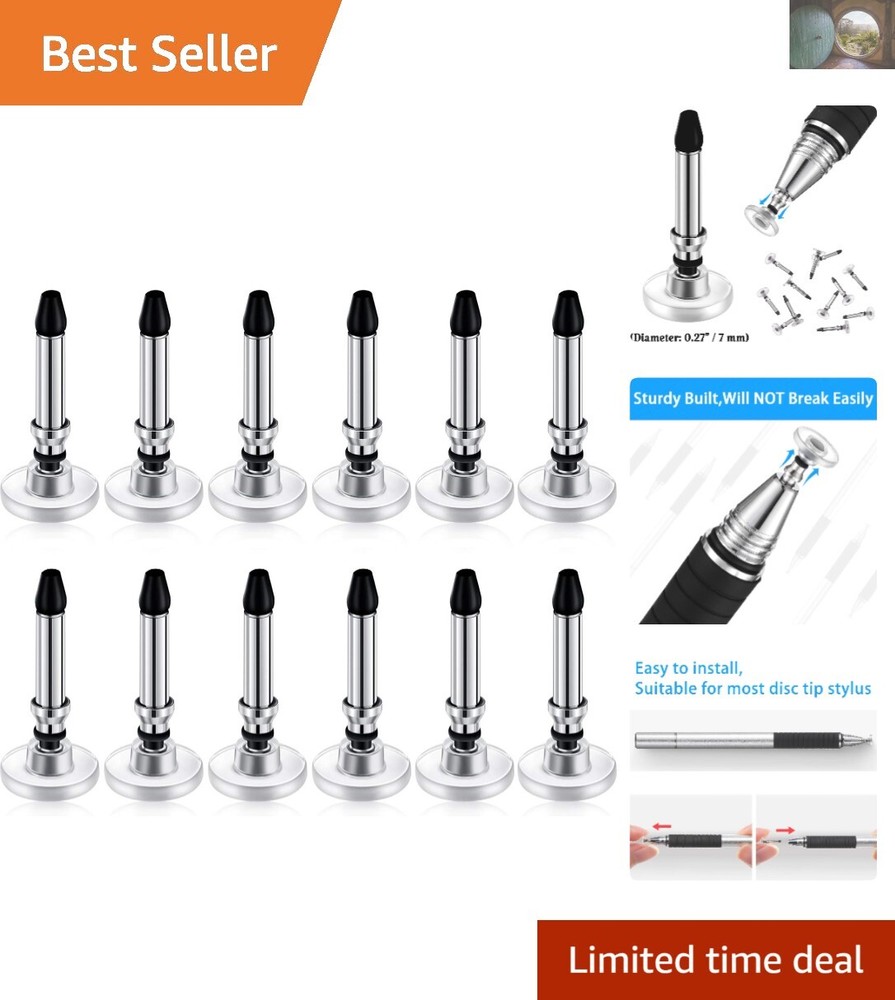 Universal 12 Pcs Stylus Pen Tips - 0.27 Inch Clear Disc for Precision Touch Use