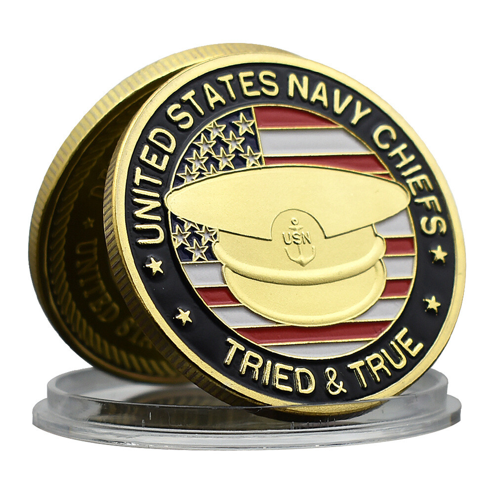 Medal Coin navy chiefs Gift US Metal Gold Collection tried true Corps Marine