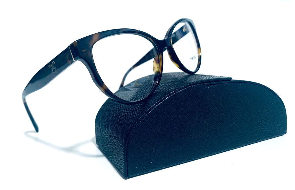 PRADA VPR 01U 2AU-1O1 HAVANA BROWN CAT EYE RX EYEGLASSES 54-17-140 MM ITALY