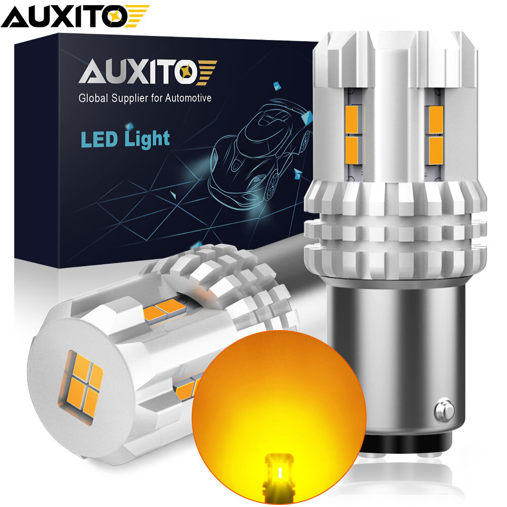 LED 1157 7528 Turn Signal Marker Parking Light Bulb Amber Yellow Blinker Lamp x2