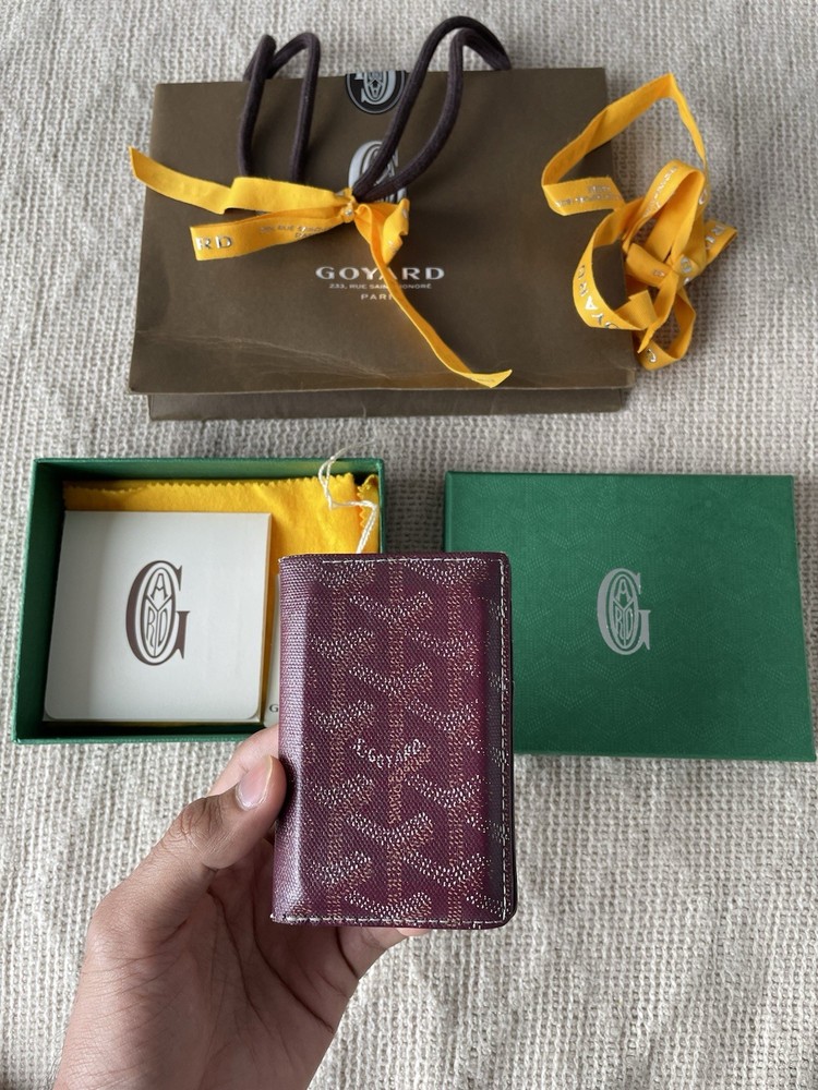 Goyard Saint Pierre Burgundy Leather Card Wallet Authentic Luxury