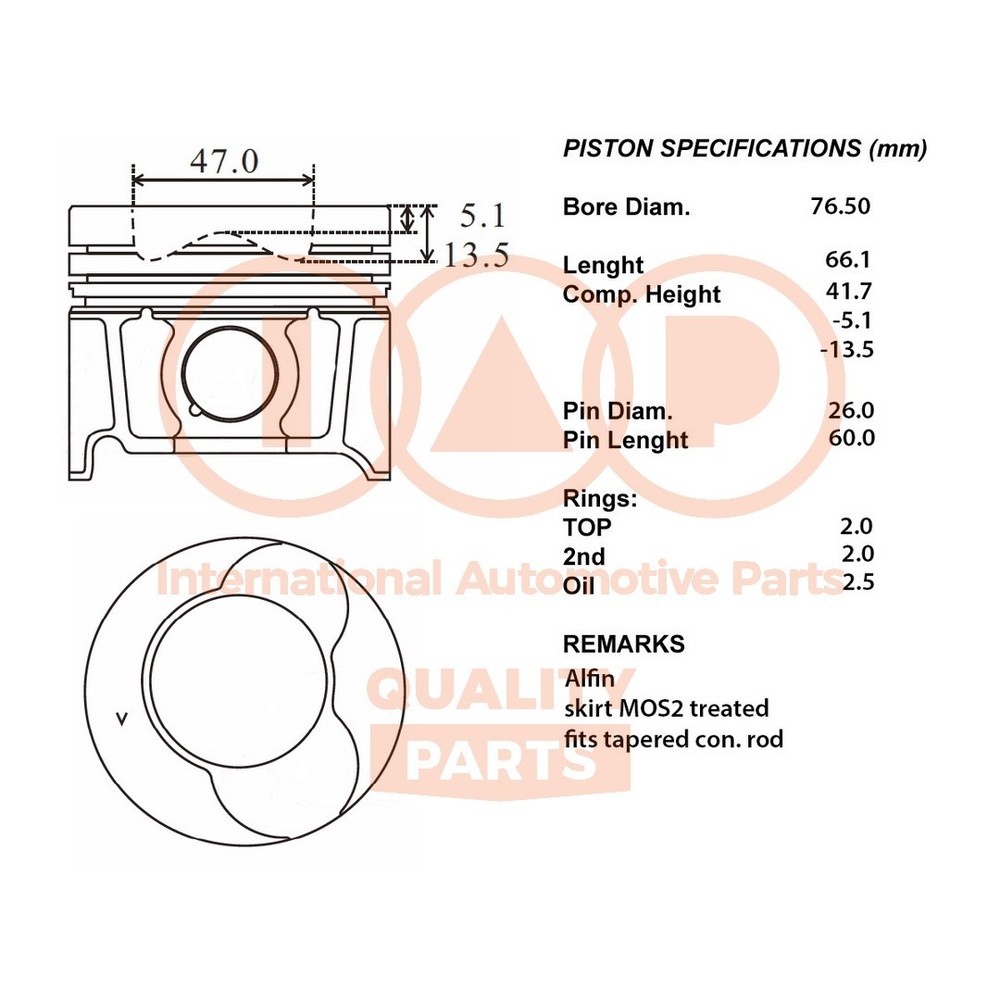 Complete Piston Series 100-29053 IAP QUALITY PARTS for Renault - Upgrade 050