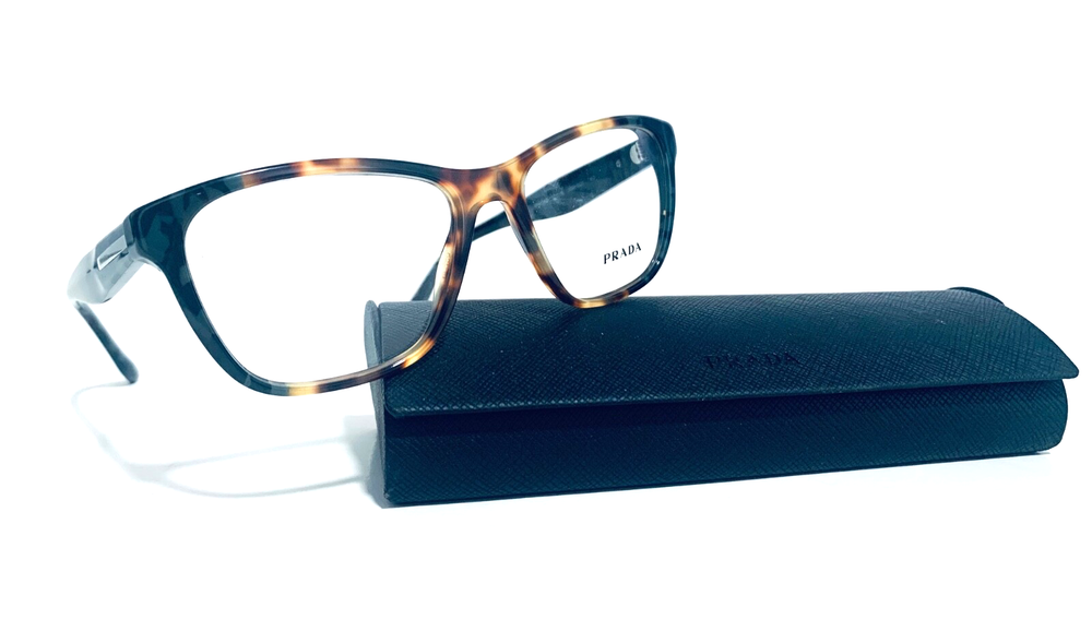 Prada VPR 04T U6M-1O1 Spotted Tortoise Gray Cat Eye Eyeglasses 52-16-140 Italy