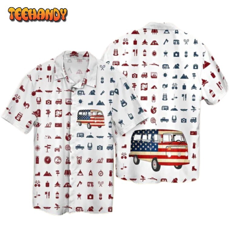 Camping Hawaiian Shirt 3D All Over Printed Aloha Beach Shirt Short Sleeve