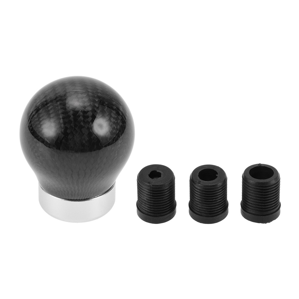 Carbon shift knob for cars/manuals, 3 adapters, black/silver, 1 set