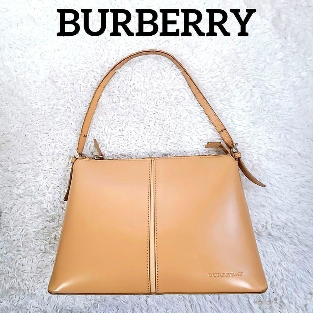 Burberry Shoulder Bag Nova Check Leather Beige Authentic F1205328