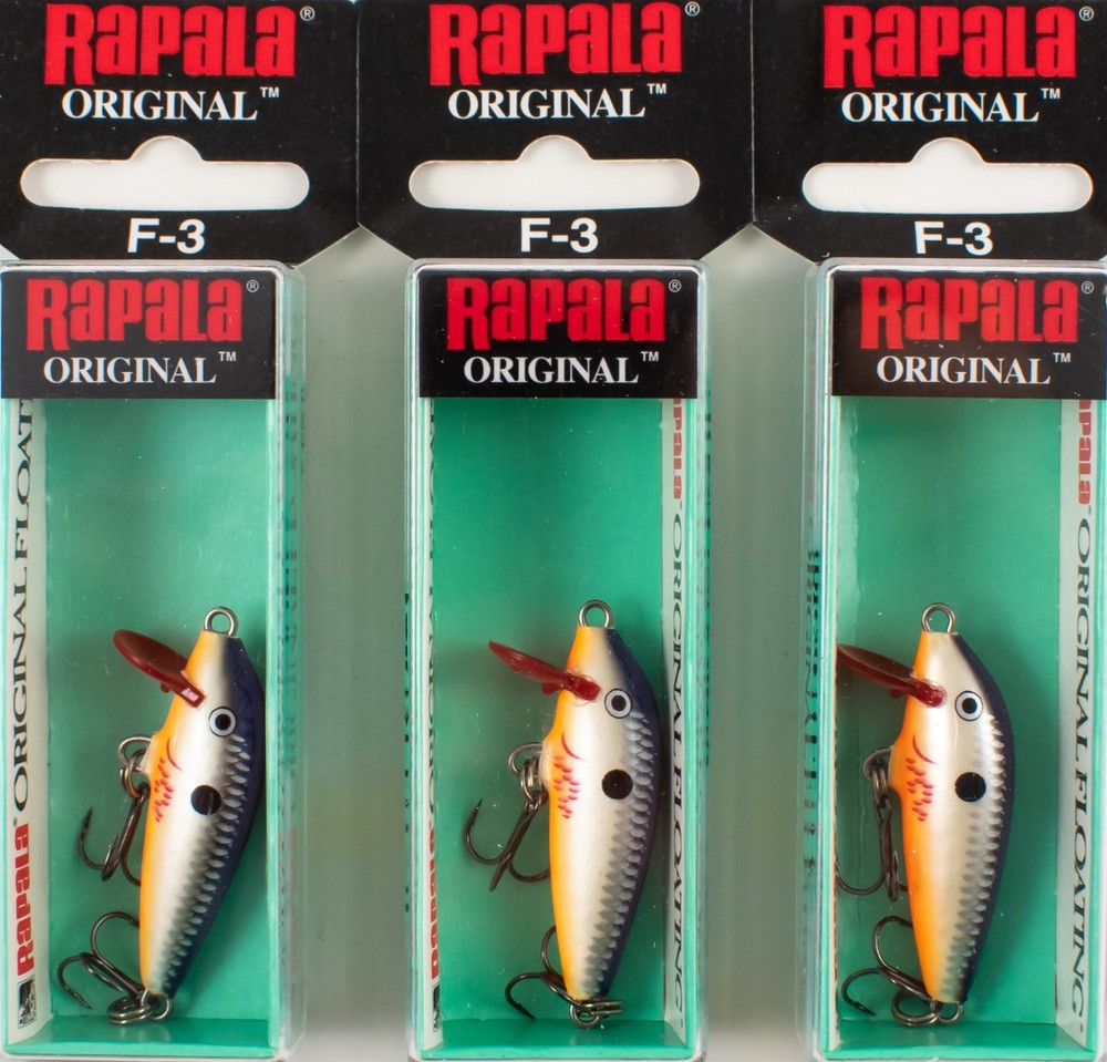 (LOT OF 3) RAPALA ORIGINAL FLOATING 1/16OZ F03BOSD BLEEDING ORIGINAL SHAD CP1253