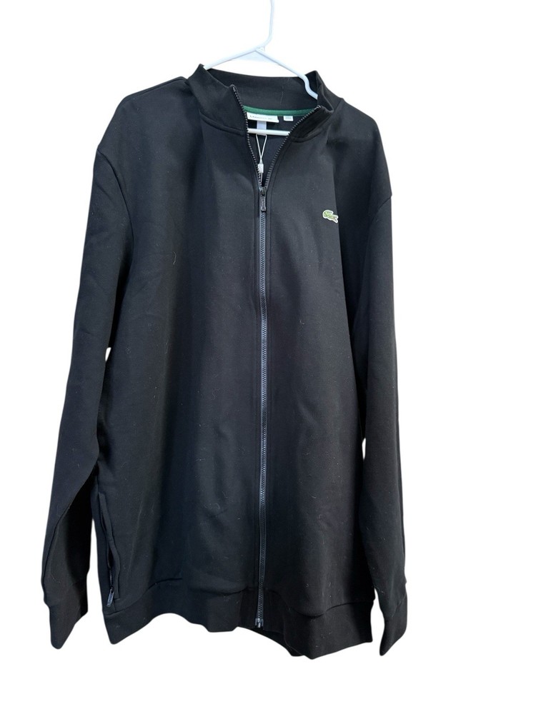 LACOSTE  MENS 3XL BIG FULL ZIP SWEATER JACKET BLACK CROC LOGO WINTER