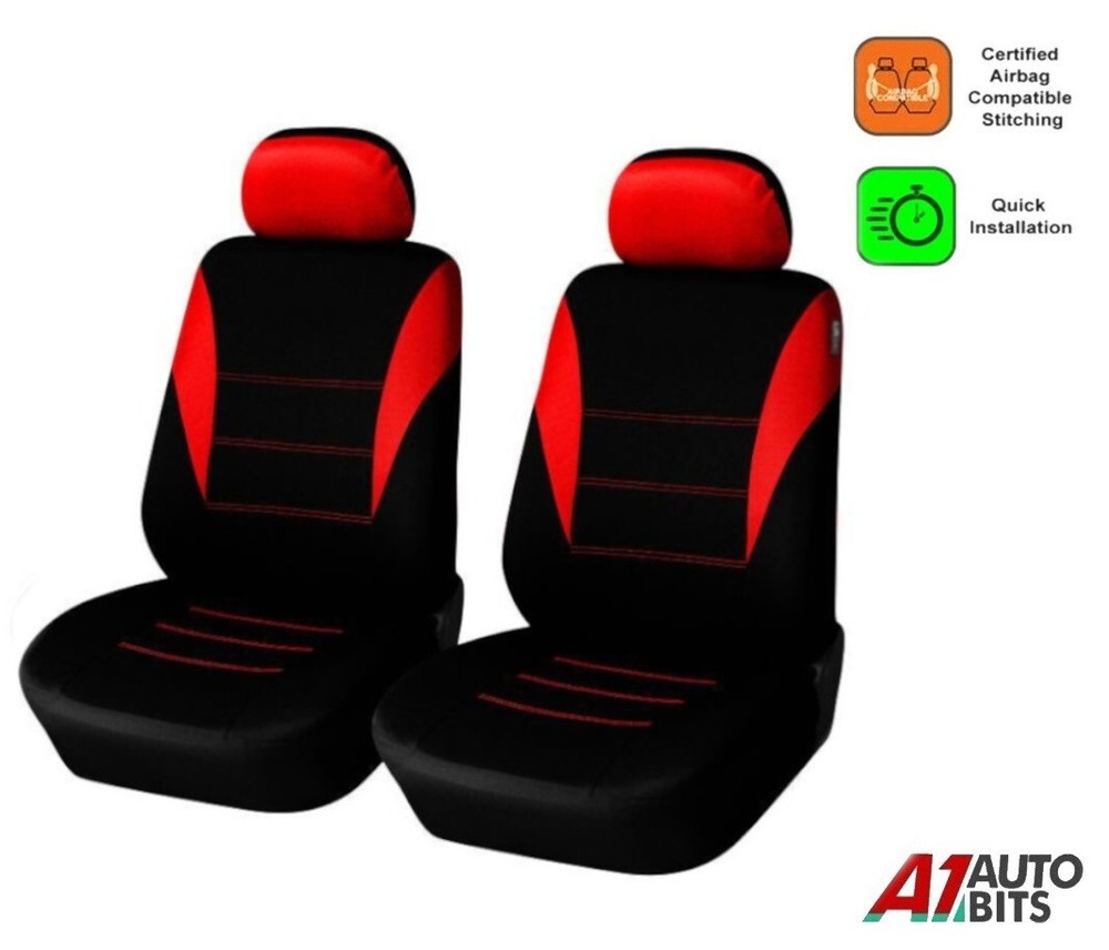 Front Red Black Car Seat Covers Fabric Protectors For Mercedes A B C E Class