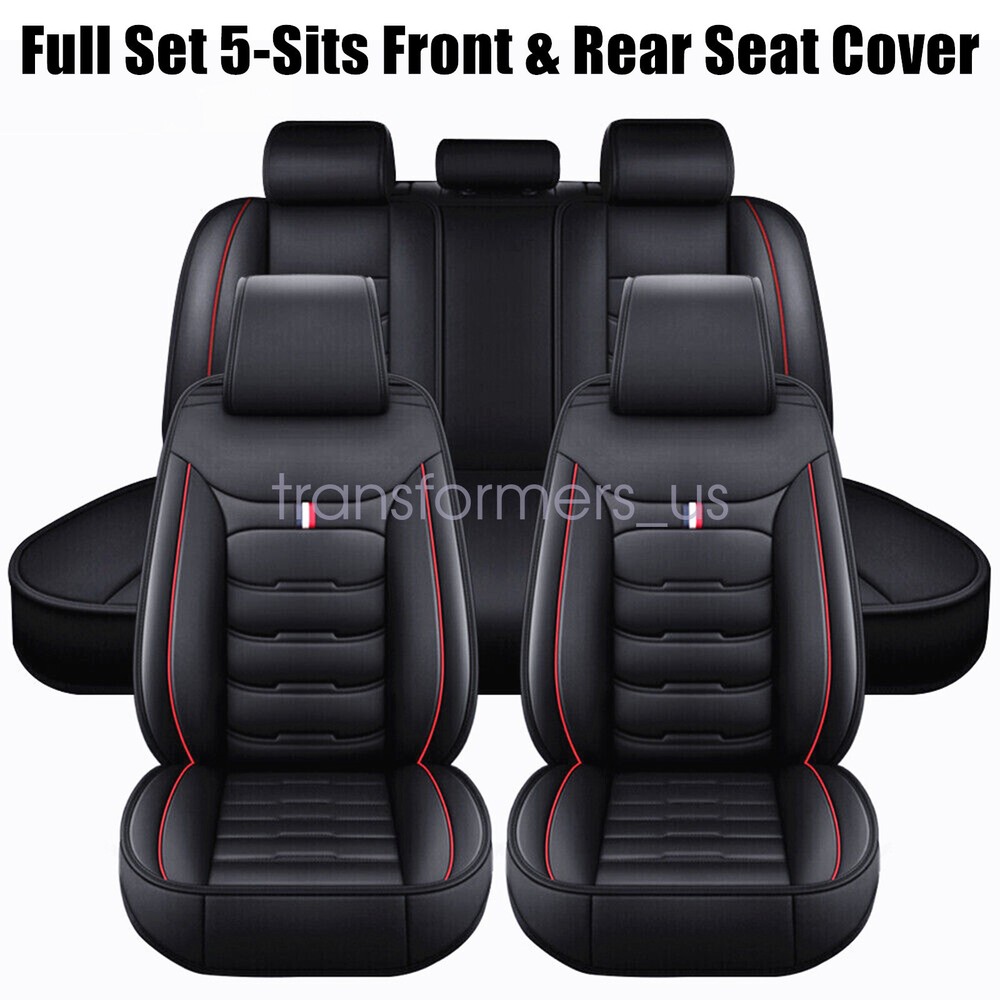For Ford F-150 PU Leather 5 Seats Car Seat Cover Front & Rear Cushion Black