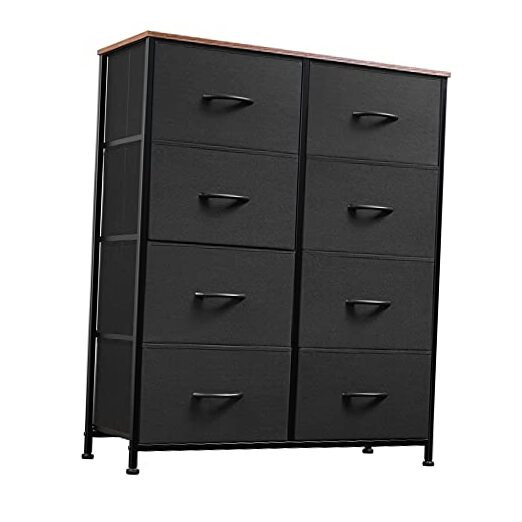 Fabric Dresser for Bedroom, Tall Dresser with Rustic Brown and Charcoal Black