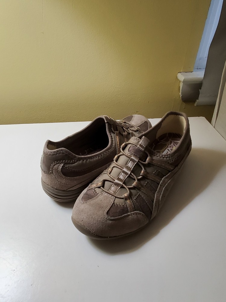 Skechers Womens Unity Beaming 23151 Leather Slip On Sneakers Sz 7.5  Goldnatural