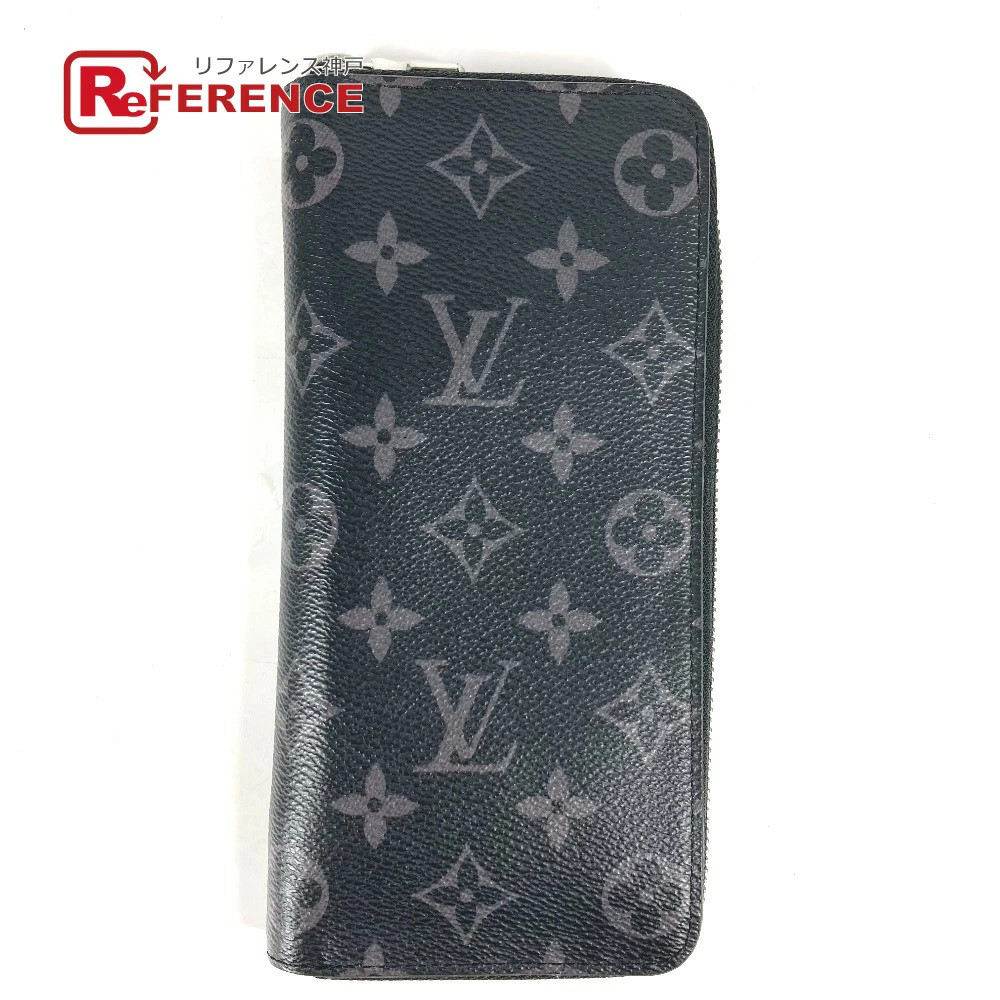 LOUIS VUITTON Monogram Eclipse Zippy Wallet Long Vertical Zipper Used