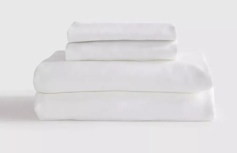 Quince Bamboo White Sheet Set Soft Breathable Eco-Friendly