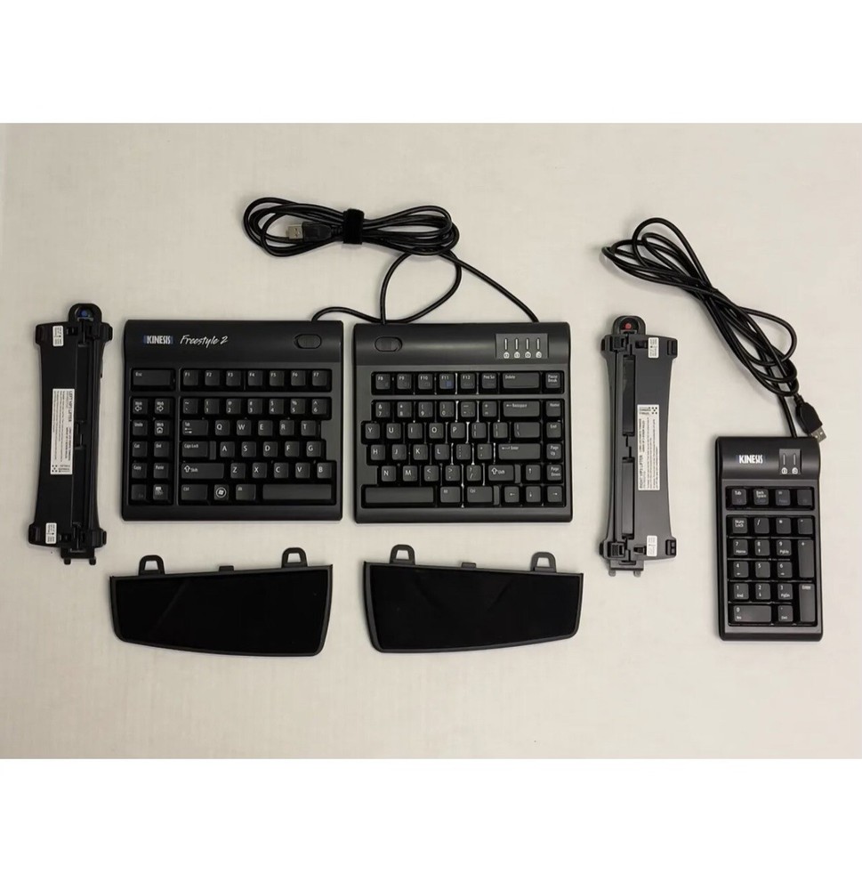 Kinesis Freestyle 2 Ergonomic Split Keyboard KB800, Lifters & Number Keypad
