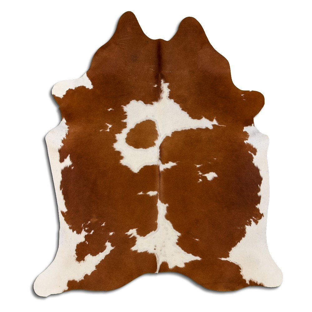 Real Cowhide Rug Brown and White Size 6 by 7 ft, Top Quality, Large Size