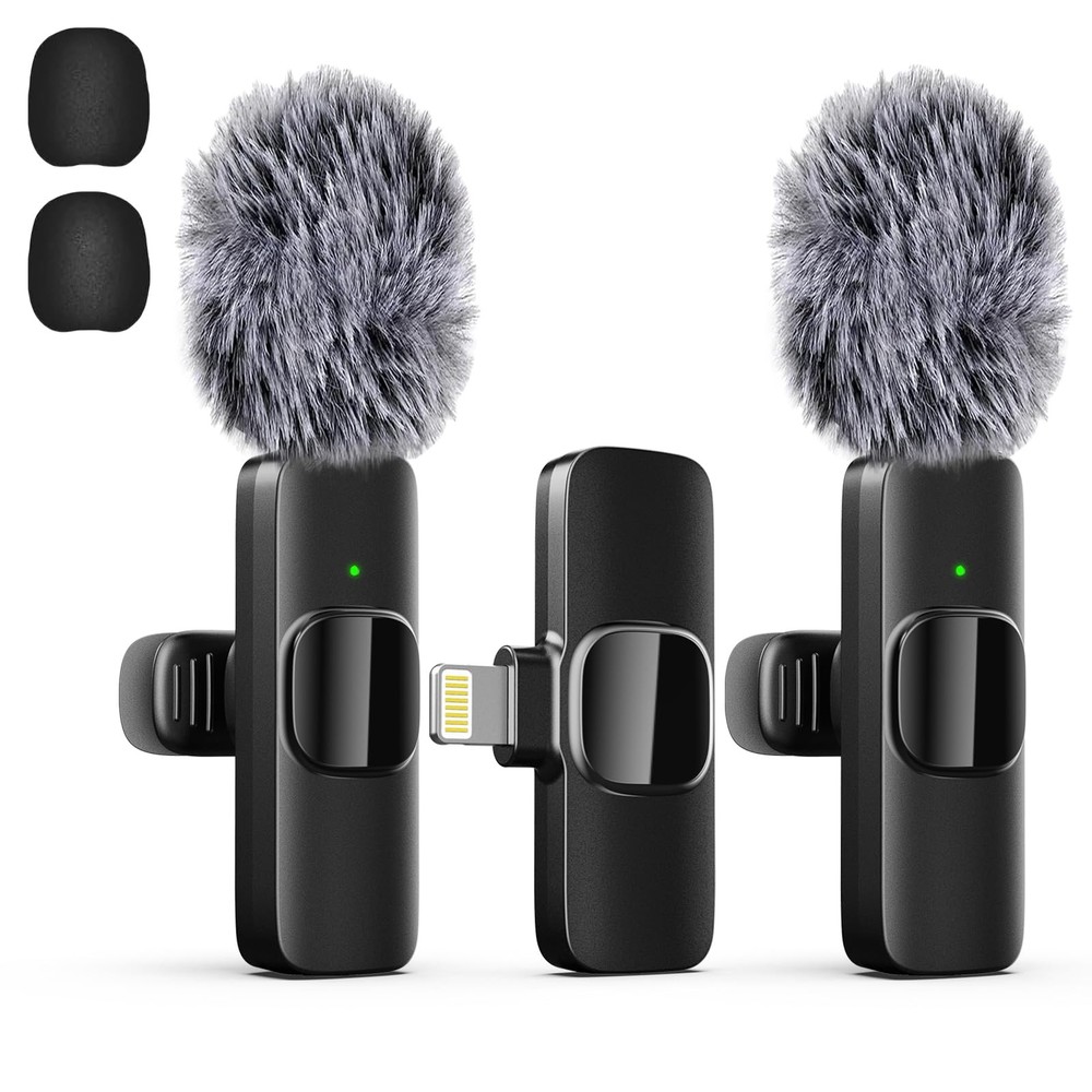 Professional Wireless Lavalier Lapel Microphone for iPhone, Mini Compact