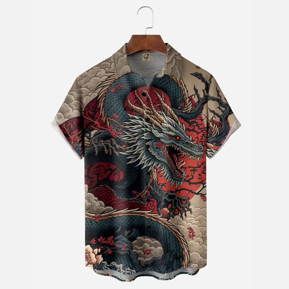 Mythical Dragon In Painting Hawaiian Shirt For Men US Size Summer Style NEW