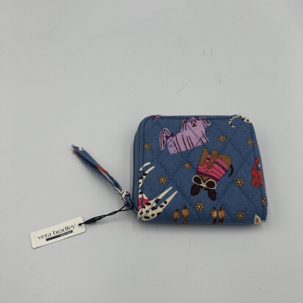 Vera Bradley Essential Small Zip Around Wallet Bark Park Cotton