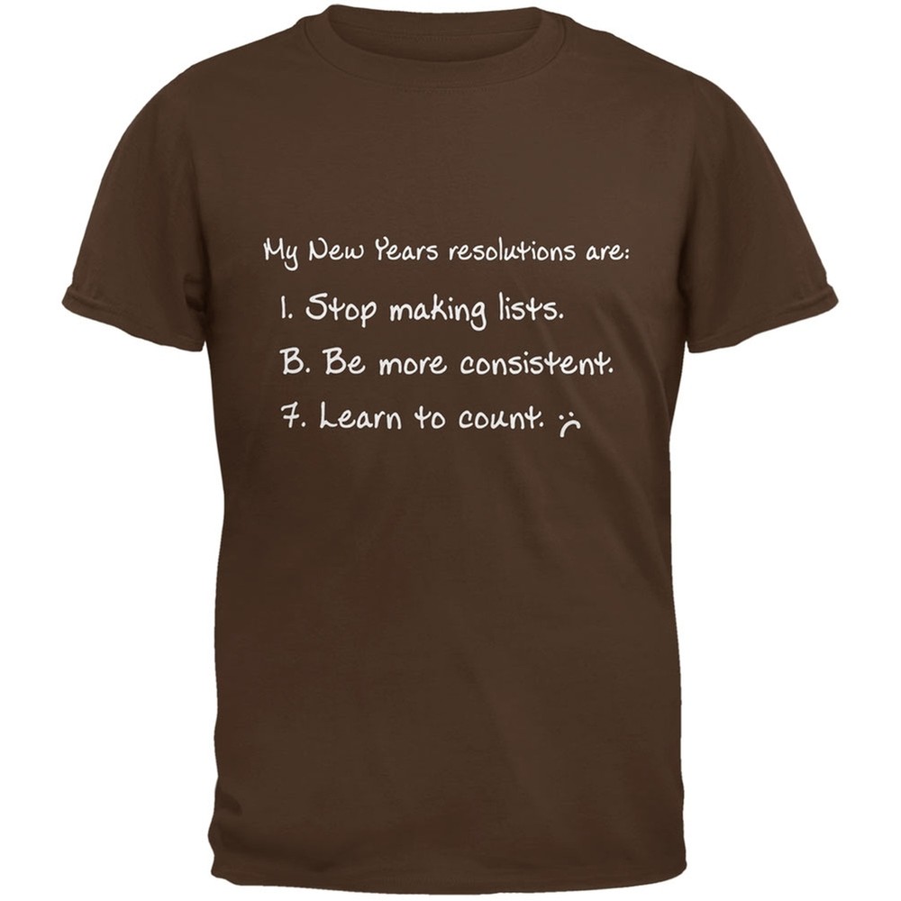 New Years Learn to Count Brown Adult T-Shirt-image