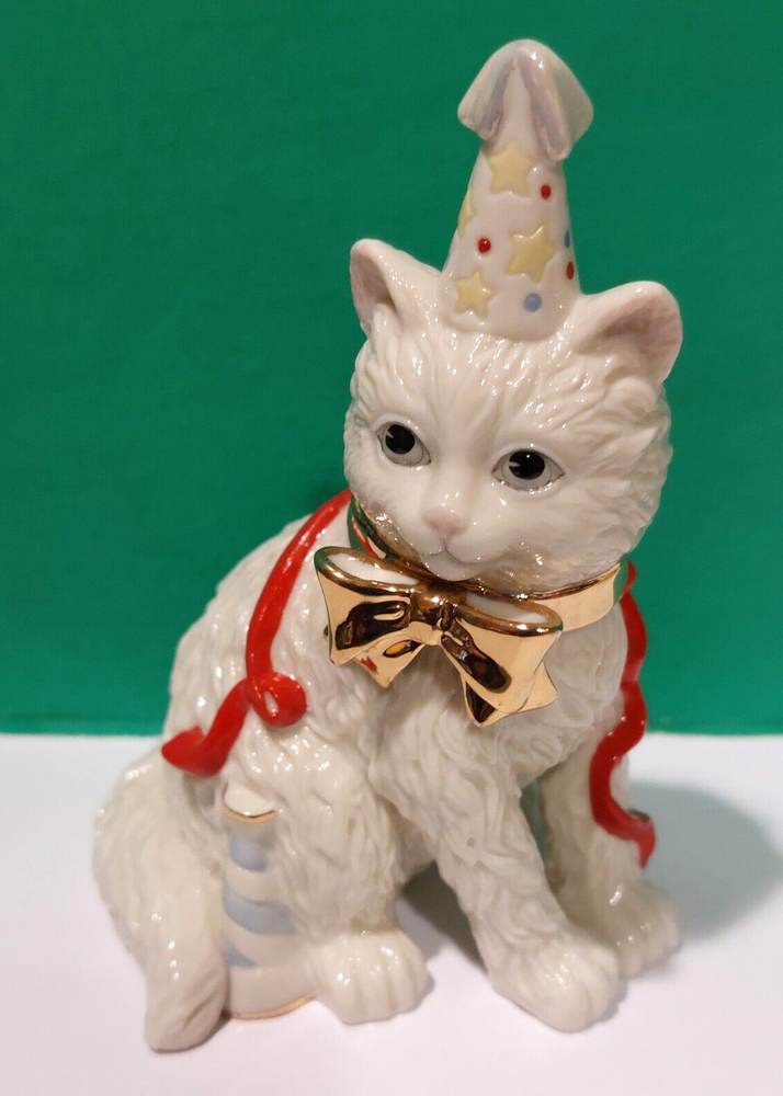 LENOX NEW YEARS KITTY CAT Happy Kitten sculpture -- -- -- NEW in BOX with COA-image