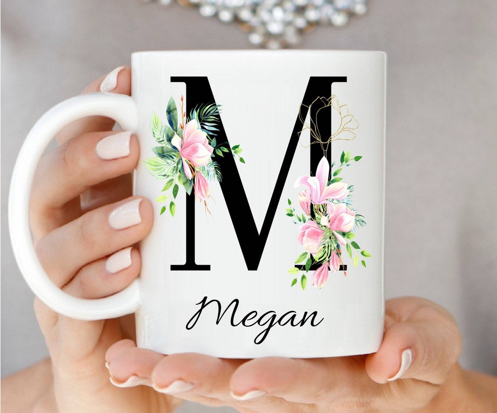 Personalized M Initial Mug Custom Coffee Cup Bestie Gift Monogram Mugs Gift For