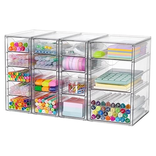 Clear Acrylic Makeup Organizer with 16 Drawers, Perfect for Desk Storage and Cra