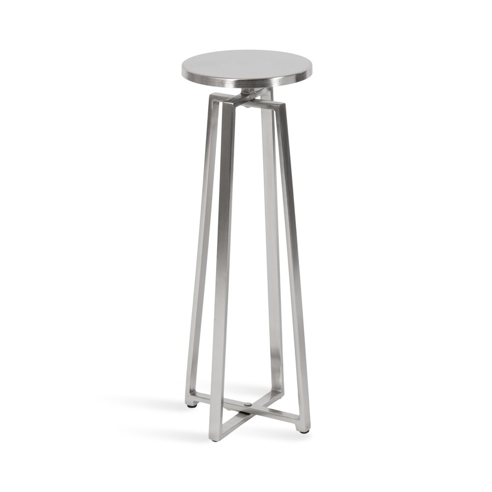 Zia Modern Silver Round Metal Drink Table 9x9x23 Contemporary Side Table