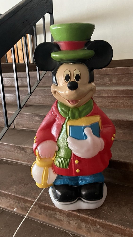 Vintage Santa's Best Disney Christmas Blow Mold Mickey Mouse Caroler 33” - EUC