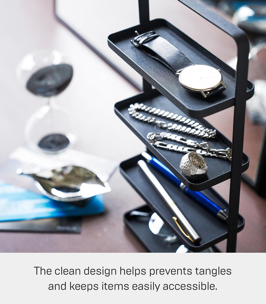 4-Tier Steel Jewelry Organizer Tray for Home Accessory Storage