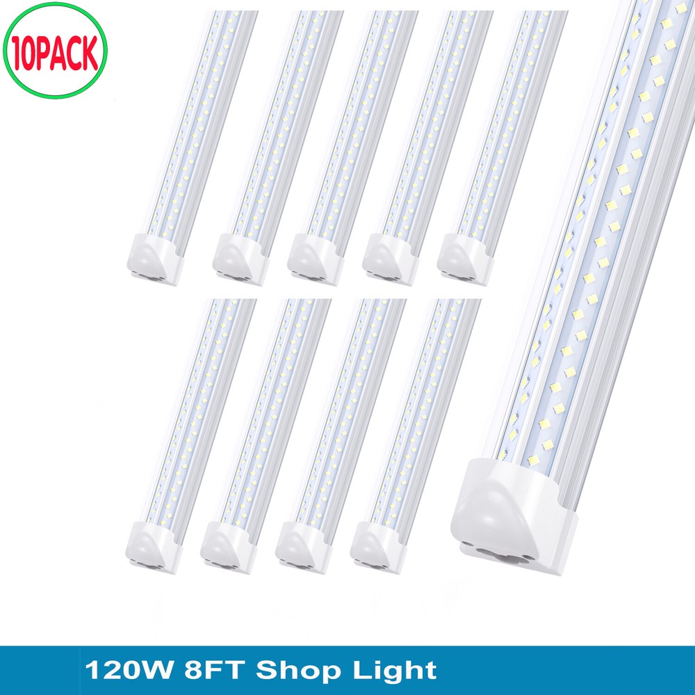 10Pack 8 Foot Led Shop Light Fixture 8FT T8 Integration Led Tube Light 120W Lamp