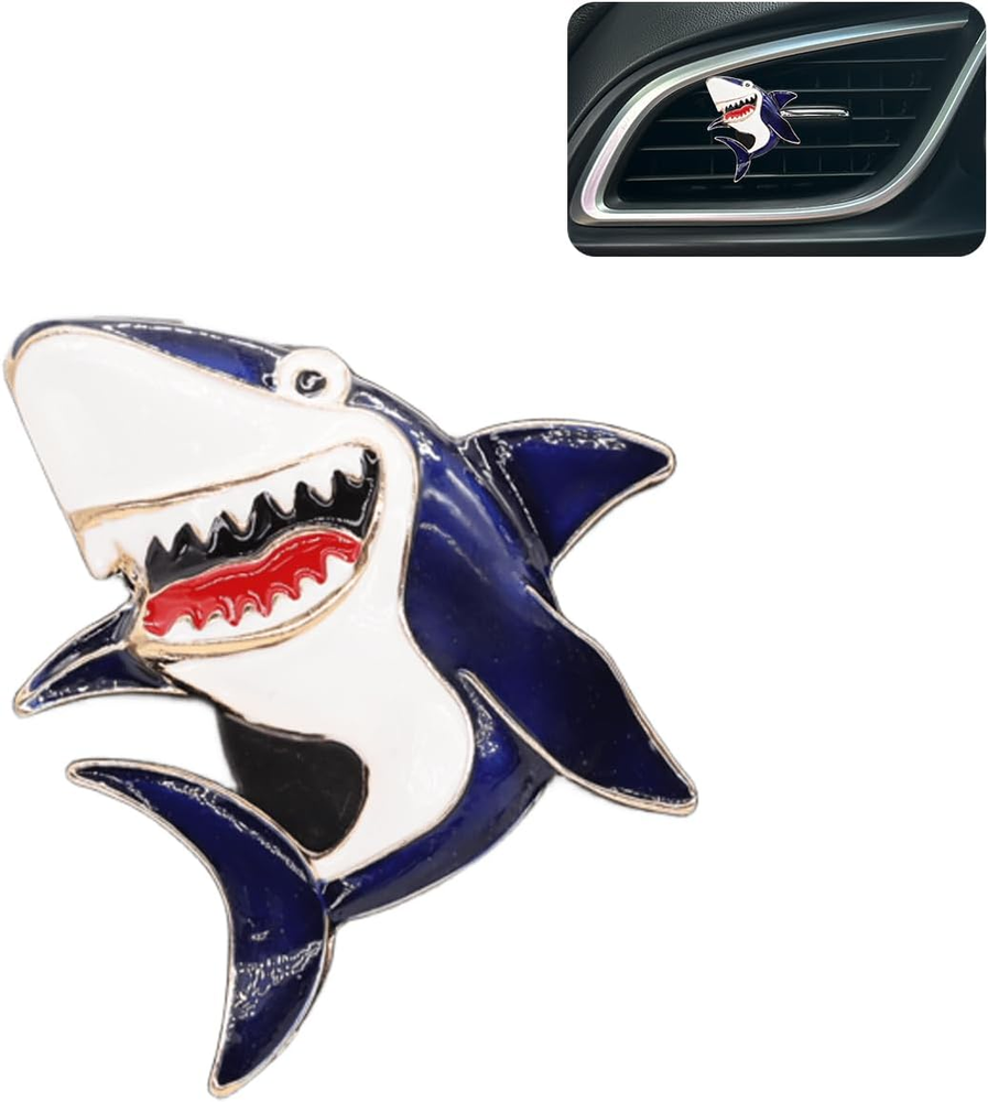 White Shark Air Vent Clip Car Aroma Diffuser Car Air Freshener Cute Alloy Ocean