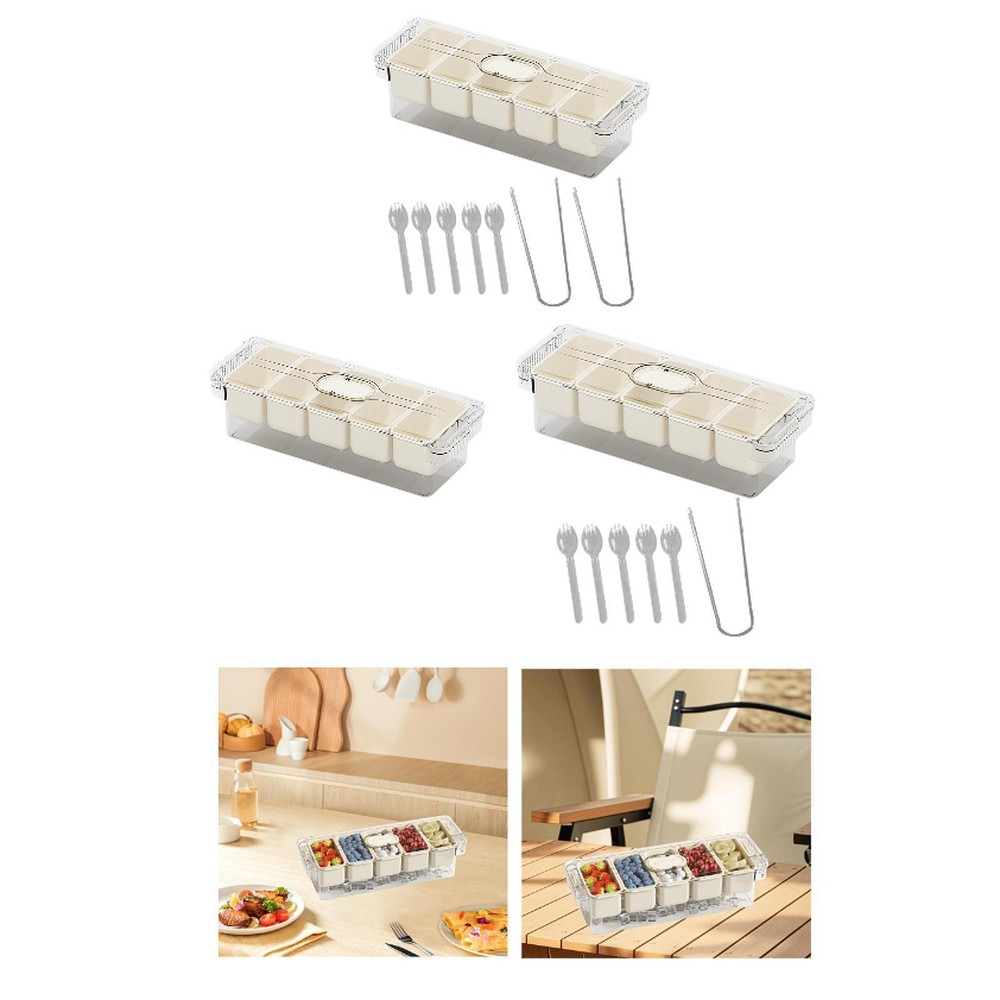 Portable Divided Serving Tray for Veggies Desserts Nuts Condiments  