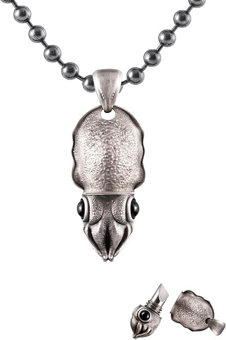 Silver Cuttlefish Box Opener Pendant Necklace Cute Box Cutter Squid Jewelry Gift