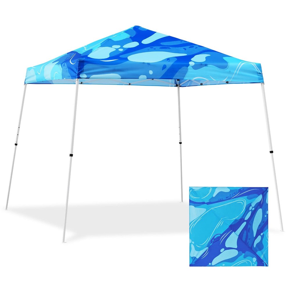 10x10 Slant Leg Pop-up Canopy Tent Easy One Person Setup Instant Outdoor Beac...