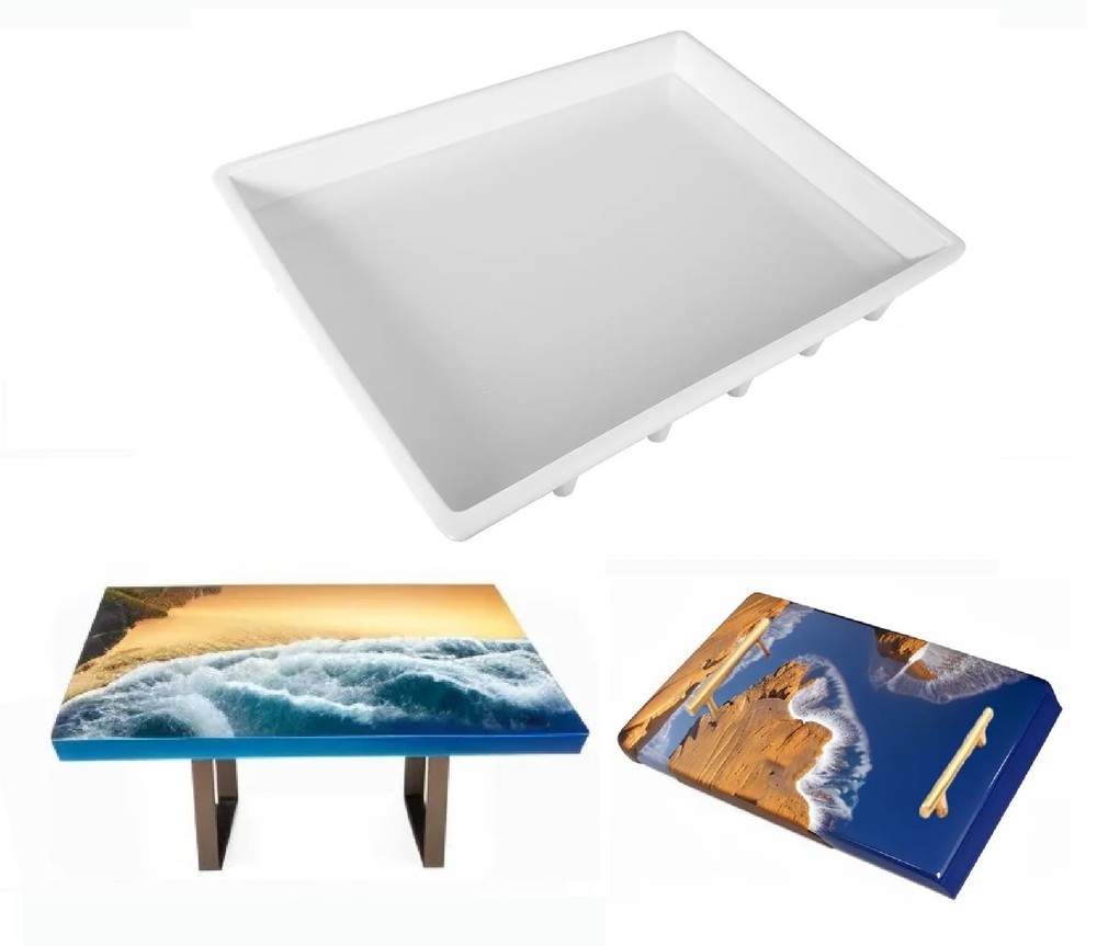 Large Rectangle Resin Table Silicone Molds 16 x 12 Inch Epoxy Resin Silicone ...