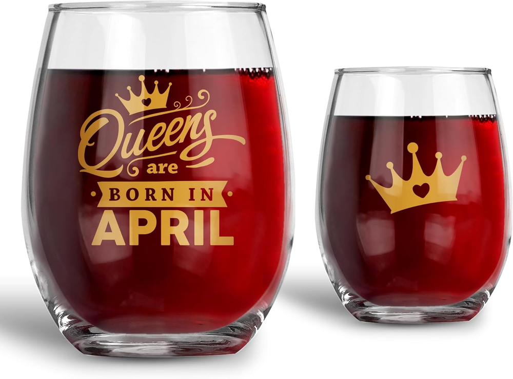 Aries Taurus Birthday Wine Glass - 21 Oz Stemless Queens Born in April