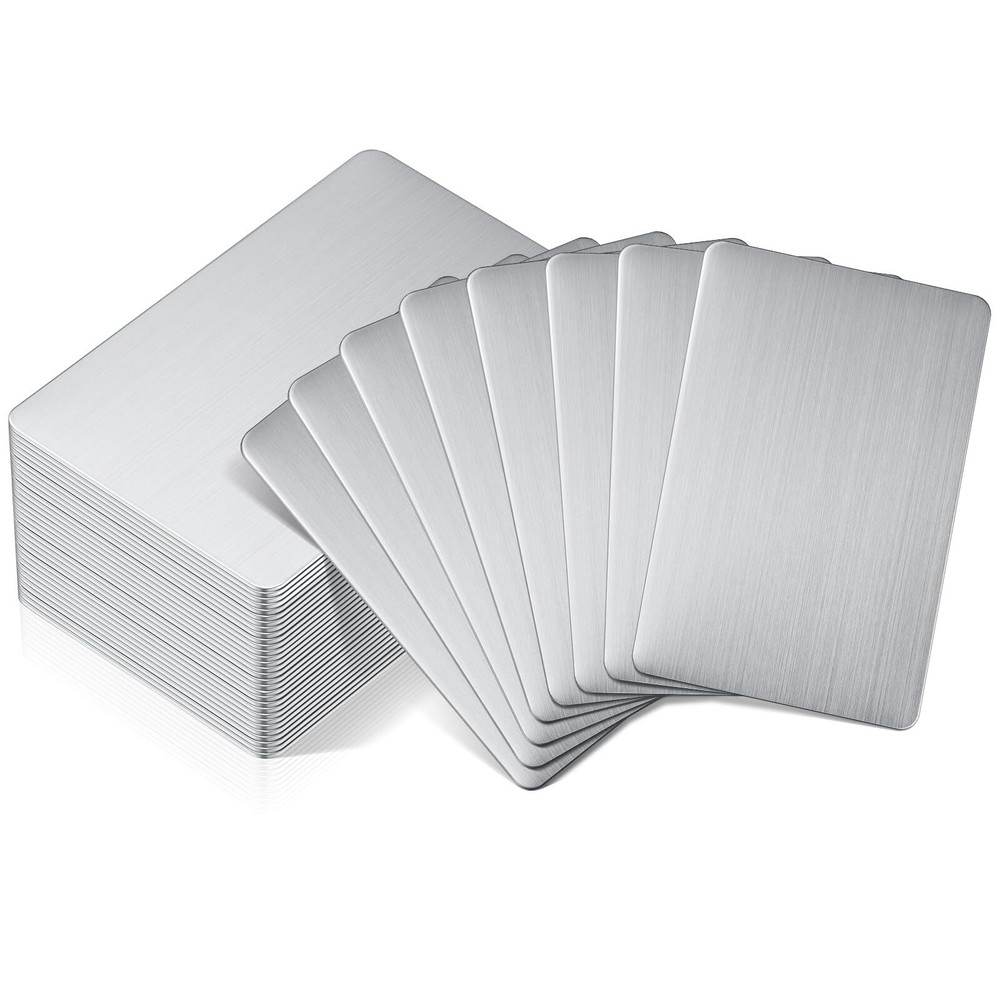 30 Pieces 304 Stainless Steel Metal Business Cards Blank Steel Card Laser Eng...