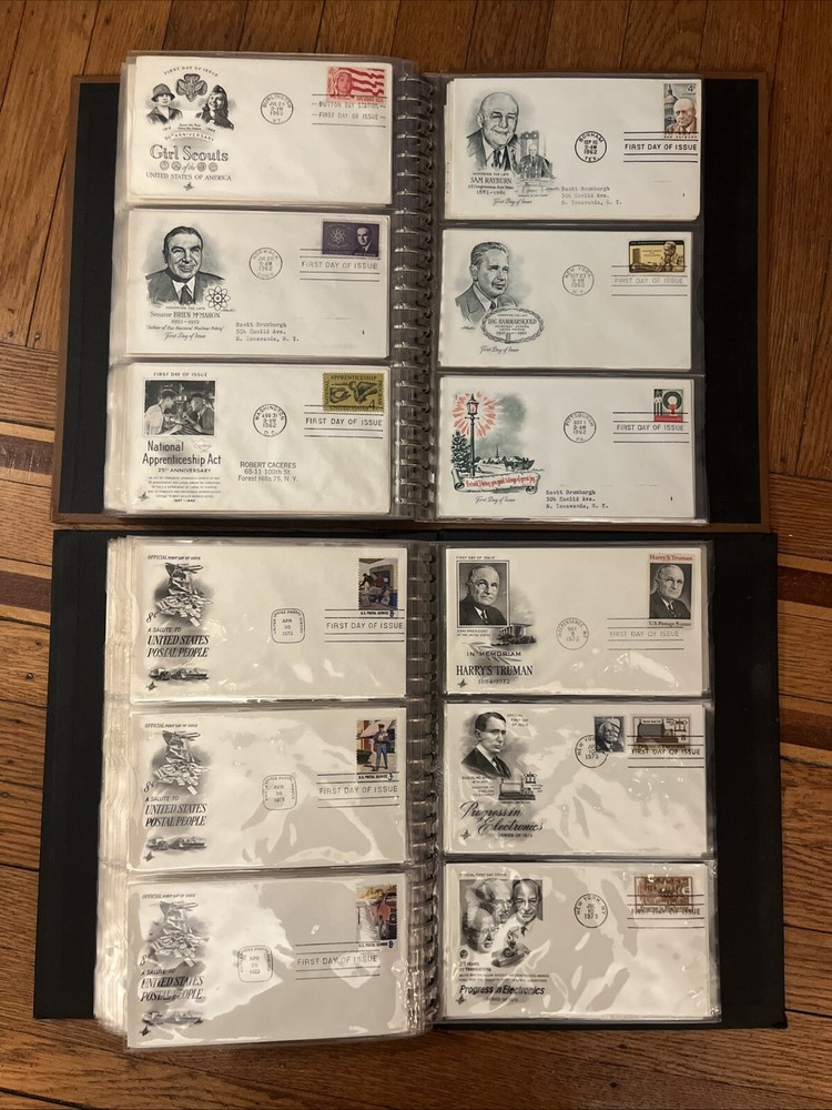 Mixed Lot Vintage FDC FIRST DAY COVER POSTAGE STAMP & Enveloped 1956-1973 Binder