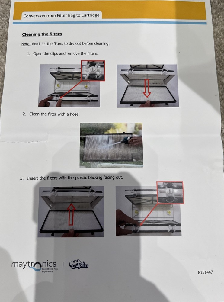 Maytronics Dolphin Cartridge Filter and Bottom Lid With Screen. 9991424-ASSY