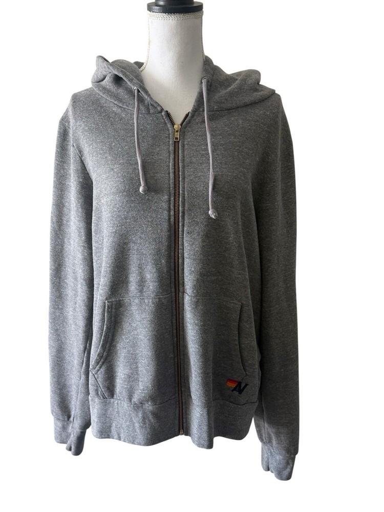 Aviator Nation Bolt 4 Zip Hoodie - Heather Grey - Size L Large - Authentic