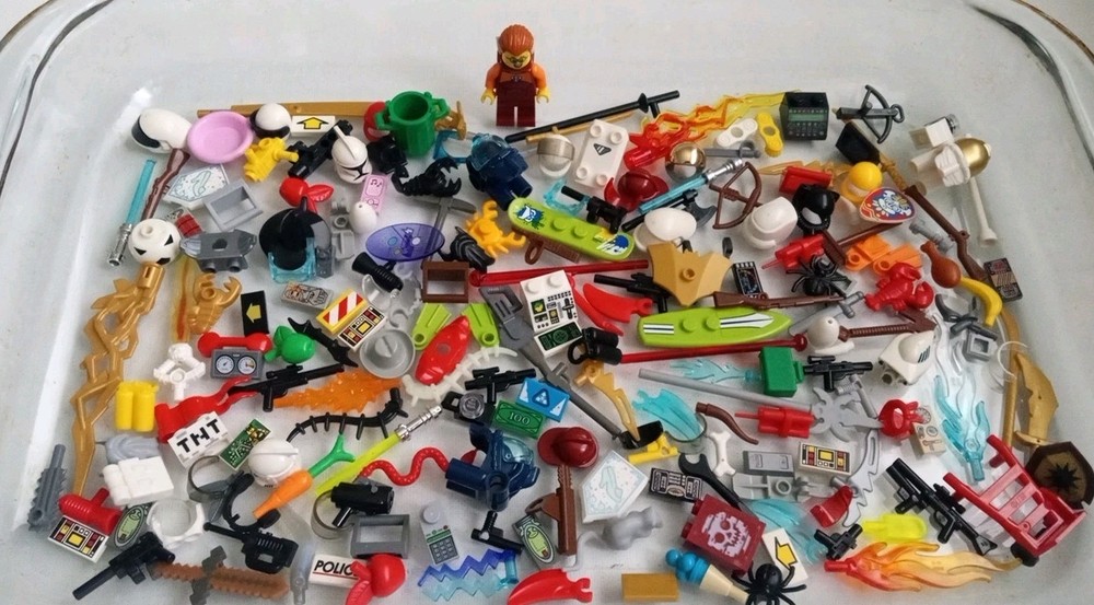 Lego Minifigure & Accessories Lot #1 Tools Helmets Printed Tiles and more